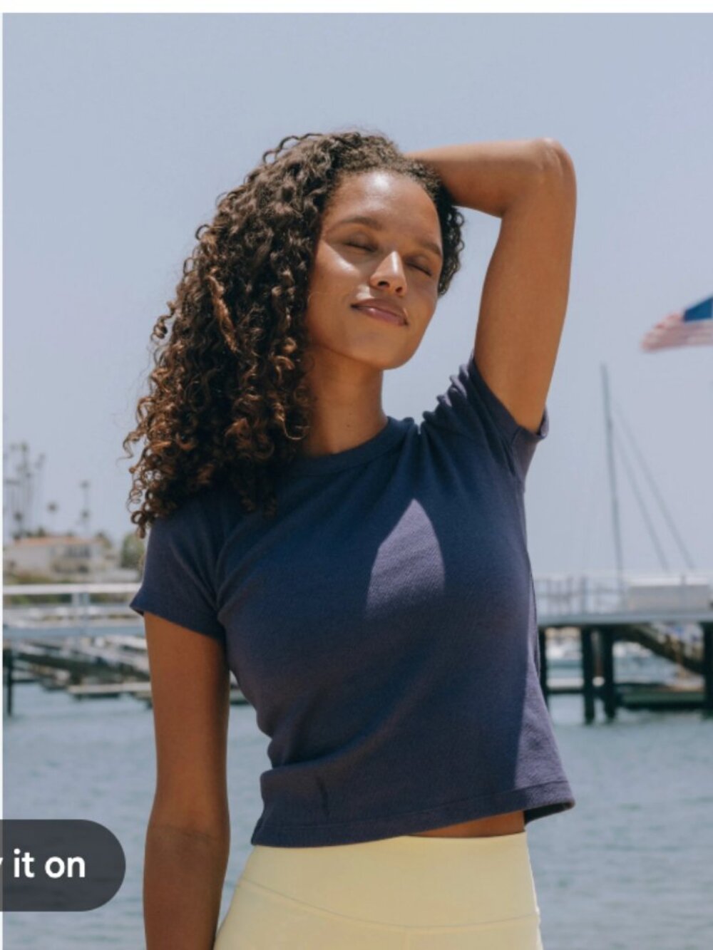 Daily Drills Ribbed Baby Tee Navy Blue NWT